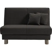 Schlafsofa ELL + ELL "Enny", grau (dunkelgrau), B:125cm T:100cm, Sofas, Liegefläche Breite 120 oder 140 cm, Liegehöhe 40 cm, Füße alufarben