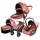 TPFLiving Luxus Kombi-Kinderwagen 3in1 Set - Modell 5 Kunstleder - Braun