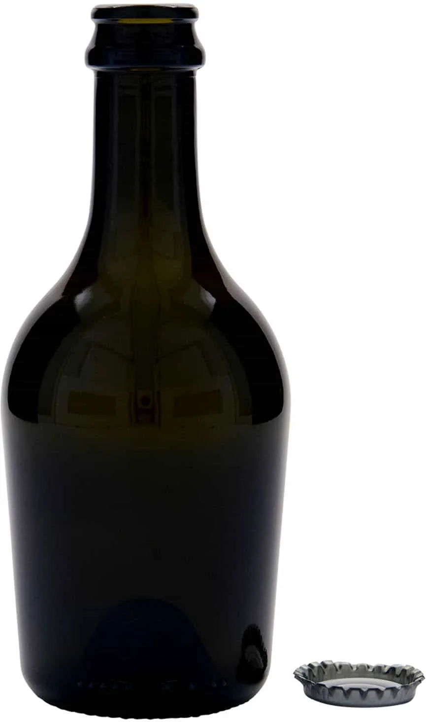 Botella de cerveza/cava 'Butterfly' de 330 ml, vidrio, verde antiguo, boca: chap...