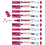 edding 4500 Textilmarker - karmin-rot - 10 Stück - Rundspitze 2-3 mm - Textilstifte waschmaschinenfest (60 °C) zum Stoff bemalen - Stoffmalstift