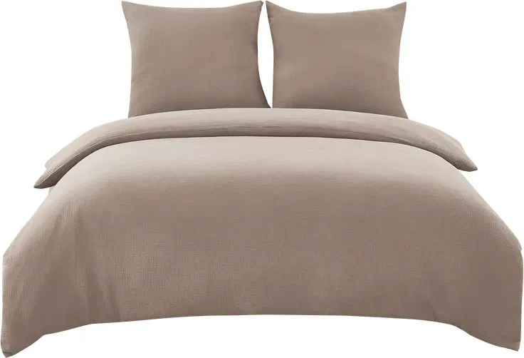 Khaki Baumwoll-Doppelgauze Bettbezug- und Kissenbezug-Set, 200 x 220 cm + 80 x 80 cm x 2