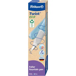 eco Füllhalter, Edelstahl-Feder in Strichbreite M inkl. Tintenpatrone, blau