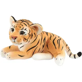 Brubaker Tiger Kuscheltier - 30 cm Stofftier - Baby Plüschtier Raubkatze Liegend - Kinder Plüsch Spielzeug Braun