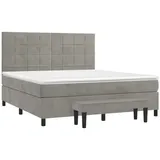 vidaXL Boxspringbett mit Matratze Hellgrau 160x200 cm Samt