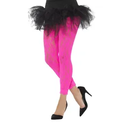 Neon-Pinke Spitzenleggings - OS