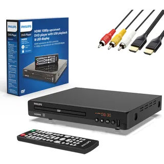 Philips DVD-Player für Fernseher mit HDMI-Anschluss 1080P All Region HD DVD Player für Smart TV USB-Eingang Fernbedienungsgerät Mini DVD CD Player für Heim-Stereoanlage HDMI- und Cinch-Kabel im