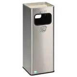 Proregal Kombiascher abgerundeten Ecken 2-Fach Einwurf | 32 Liter, HxBxT 66,5x26x26cm | Edelstahl | Mülleimer Aschenbecher Abfalleimer