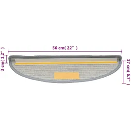vidaXL Treppenmatten 15 Stk. 56x17x3 cm Grau