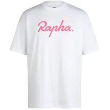 Rapha Cotton Large Logo Weiß/High-Vis Pink XL