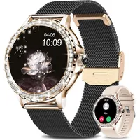 mit Telefonfunktion, 1,3" HD Touchscreen mit Herzfrequenz Blutdruckmessung Schlafmonitor Menstruationszyklus, 120+ Sportmodi, Fitnessuhr IP68 - Schwarz