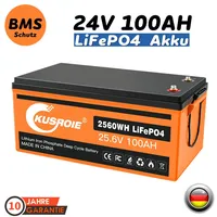 24V 100AH Lithium Batterie LiFePO4 100A BMS für Wohnmobil Solaranlage Boot PV