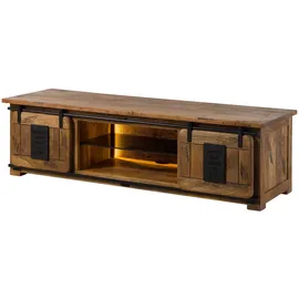 Massivmoebel24 Railway LUX TV-Board 180x55x50 cm Natur lackiert Holz