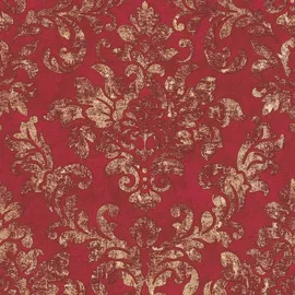 Profhome Barock Tapete 0,53 m x 10 m 5,33 m2 Rot/Gold 374131