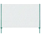 vidaXL Maschendrahtzaun mit Pfosten Stahl 25 x 2 m Grün