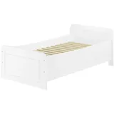 Erst-Holz Weißes Seniorenbett 100 x 200 cm Einzelbett Extra Hoch Modell 42 Rollrost inkl.