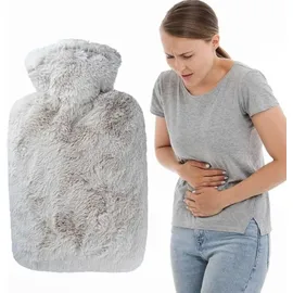 Hugo Frosch Wärmflasche Klassik Langhaar-Flauschbezug 1,8 Liter, taupe