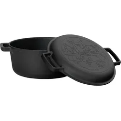 BRIZOLL Gusseisen Topf 4L Gusseisentopf Ø 24cm Brotbacken Kochtopf mit Deckel-Bratpfanne