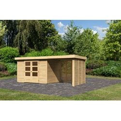 KARIBU Gartenhaus »Askola«, Holz, BxHxT: 522 x 211 x 217 cm (Außenmaße inkl. Dachüberstand) - beige