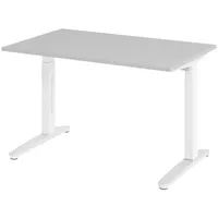 Bümö Schreibtisch Grau, Weiß, Nachbildung, Rechteckig, 120x74x80 cm, FSC