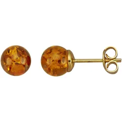 Paar Ohrstecker FIRETTI "Schmuck Geschenk Silber 925 Ohrschmuck Ohrringe", orange (gelbgoldfarben, bernsteinfarben, bernsteinfarben), Ohrringe, Damen, Silber 925 (Sterlingsilber), mit Bernstein