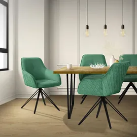 ML-Design Esszimmerstuhl Grün Textil Webstoff 360° Drehstuhl, Armlehnen, Rückenlehne,