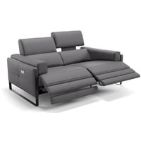 Sofanella 2-Sitzer Leder Milo, Relaxsofa, Designsofa, Designer Couch, Italienisches Sofa, 2er Sofa grau