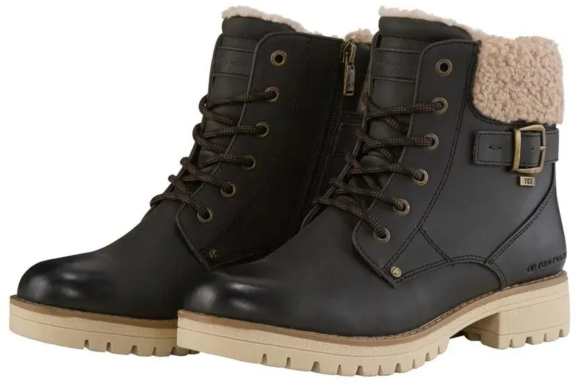 TOM TAILOR Damen Wasserdichte Stiefel mit Fütterung, schwarz, Uni, Gr. 37