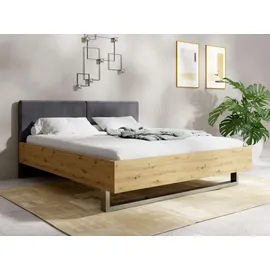 Home Affaire Polsterbett HOME AFFAIRE "Bett Loreto, Maße: B/T/H 185,5/211/98 cm", grau (dunkelgrau, natur, grau ontario 19, grauer graphit), B:185,8cm H:98cm L:211,4cm, Betten, Polsterbett, Bett 180x200 cm mit gepolstertem Kopfteil