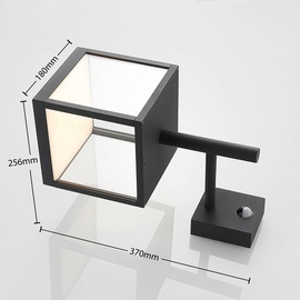 LUCANDE LED-Außenwandleuchte Cube, graphit, mit Sensor