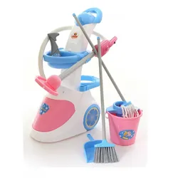Polesie Spielzeug Putzwagen 59314 Staubsauger mit Sound, Eimer, Besen, Wischmopp rosa