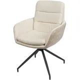 Mendler Esszimmerstuhl HWC-K32, Küchenstuhl Lehnstuhl Stuhl, drehbar Auto-Position, Stoff MVG ~ creme-beige