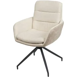 Mendler Esszimmerstuhl HWC-K32, Küchenstuhl Lehnstuhl Stuhl, drehbar Auto-Position, Stoff MVG ~ creme-beige