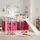 Homestyle4u Hochbett 90 x 200 cm Kiefer massiv lackiert weiß mit Vorhang pink