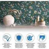 A.S. Création Moderne Blumen Bordüre Selbstklebend 5,00 m x 0,13 m 346667 Grau