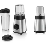 Hero alpina Smoothie Maker Mixer - Smoothie Mixer 300W - Inkl. Smoothie Becher 300ml und 600ml - 2 Geschwindigkeiten und Pulsierende Funktion - Edelstahl - Silber/Schwarz