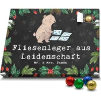 Mr. & Mrs. Panda Schoko Adventskalender Fliesenleger Leidenschaft - Schwarz - Geschenk, Abschied, Fliesenlegerbetrieb, Rente, Danke, Schokoladen Ad... - Schwarz