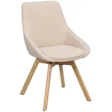 Esszimmerstuhl Stuhl Esszimmer in Cremeweiß aus Webstoff (2er Set)