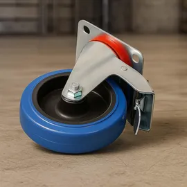 Wiltec Lenkrollen Set 2x Transportrolle Ø80mm bis 100kg pro Rad mit Kunststoffrad, Bremse und Anbauplatte, leiser Lauf, Transportrollen Möbelroll...