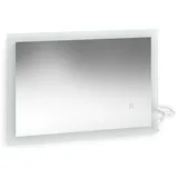 Vicco Badezimmerspiegel, Weiß, 60 x 40 cm Badezimmer Spiegel Badmöbel Hängespiegel Spiegelbeleuchtung Touch-Switch dimmbar rahmenlos