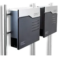 BITUXX Design Doppel Standbriefkasten 16784 Briefkastenanlage Graphit Edelstahl