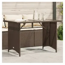 vidaXL Gartentisch mit Glasplatte Braun 110x68x70 cm Poly Rattan