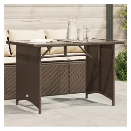 vidaXL Gartentisch mit Glasplatte Braun 110x68x70 cm Poly Rattan
