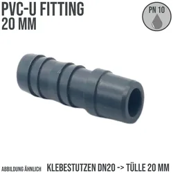 20 mm PVC Klebefitting Schlauch Klebe Tülle Stutzen Verbinder Pool Teich DN20 ->...