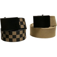 URBAN CLASSICS Check And Solid Canvas Belt 2-Pack Olive/Black, S/M