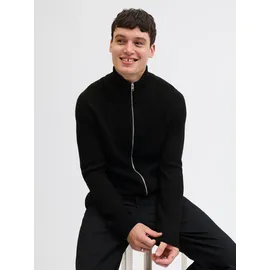 JACK & JONES Strickjacke »JJPANNEL KNIT ZIP CARDIGAN AW25«, schwarz