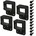 vier Halter Aluminium Grau/Schwarz