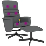 vidaXL Massagesessel mit Fußhocker Kunstleder 81 x 104,5 x 81 cm Grau drehbar