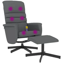 vidaXL Massagesessel mit Fußhocker Kunstleder 81 x 104,5 x 81 cm Grau drehbar