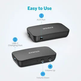Anker Soundsync Bluetooth Empfänger für Musik mit Bluetooth 5.0, Akkulaufzeit von 12 Stunden, für Auto, Zuhause, Kopfhörer und Lautsprecher