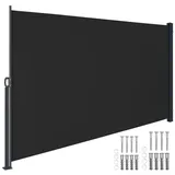 Tectake Aluminium Seitenmarkise 300 x 180 cm Schwarz